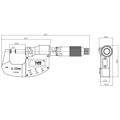 Digital Micrometer IP65 0-25x0,001 mm